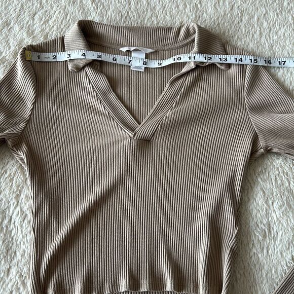 H&M long sleeve crop top tan size xs - Picture 10 of 16